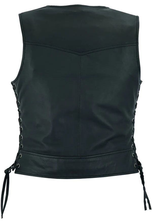 Feather Women's Genuine Leather Motorcycle Vest
