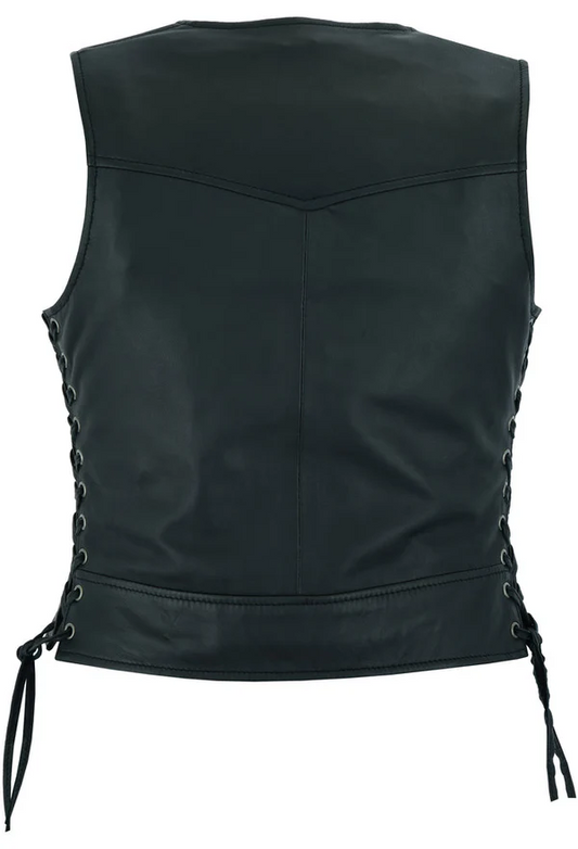 Feather Women's Genuine Leather Motorcycle Vest
