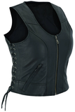 Feather Women's Genuine Leather Motorcycle Vest