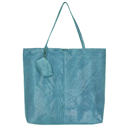 Gemma Handmade Genuine Leather Tote Bag blue