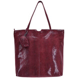 Gemma Handmade Genuine Leather Tote Bag dark red