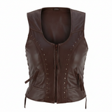 Women's Genuine Leather Motorcycle Vest