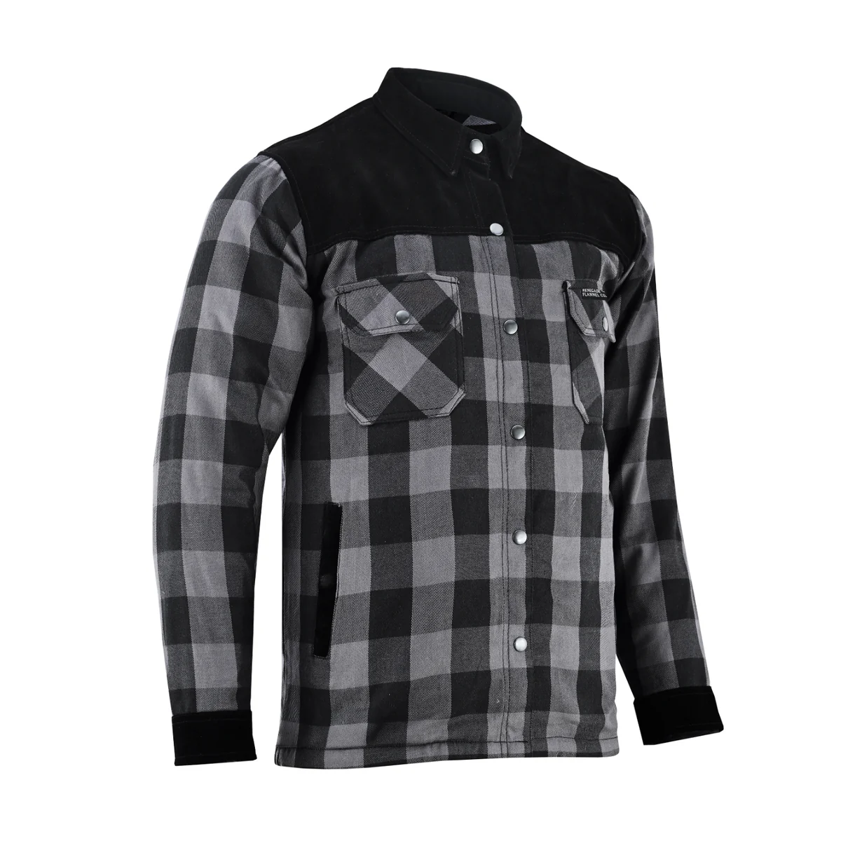 Gray Thread Men's Long Sleeve Motorcycle Flannel Shirt