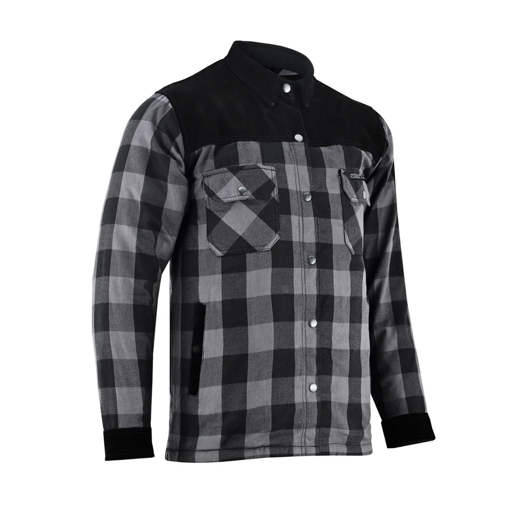 Gray Thread Men's Long Sleeve Motorcycle Flannel Shirt