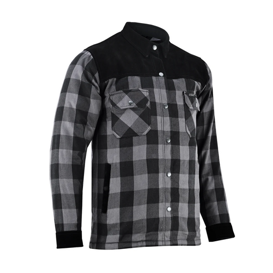 Gray Thread Men's Long Sleeve Motorcycle Flannel Shirt