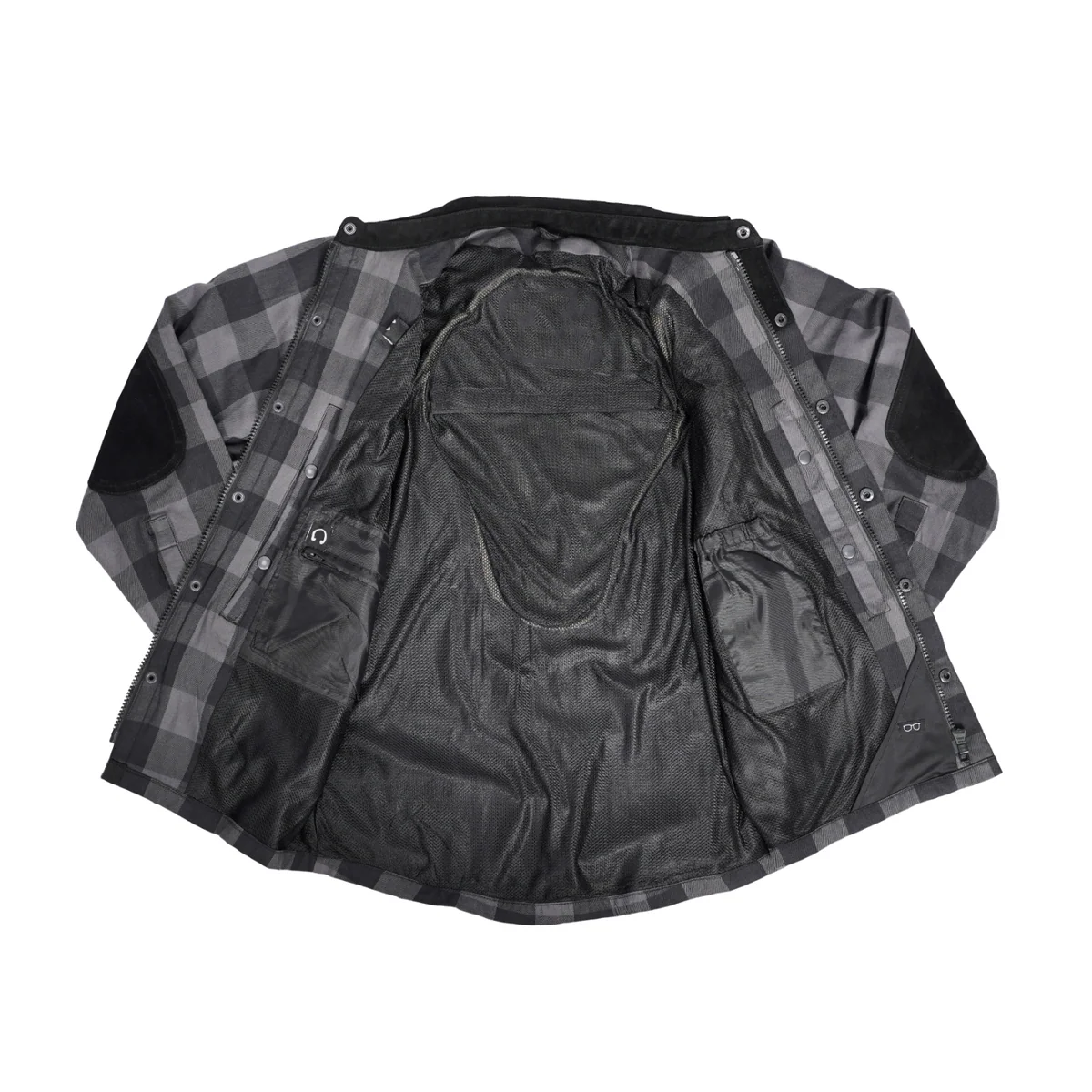 Gray Thread Men's Long Sleeve Motorcycle Flannel Shirt