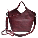 Handmade Genuine Leather Crossbody Bag blue dak red