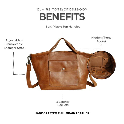 Handmade Genuine Leather Crossbody Bag brown  inside