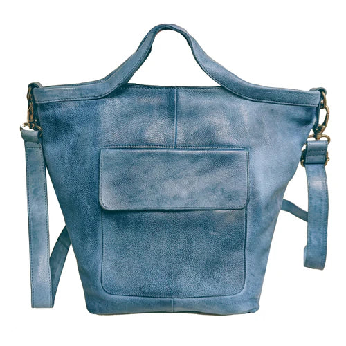 Handmade Genuine Leather Crossbody Bag dark blue