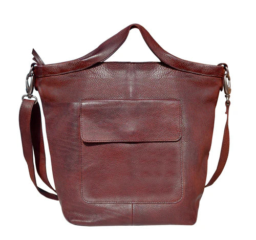 Handmade Genuine Leather Crossbody Bag dark red