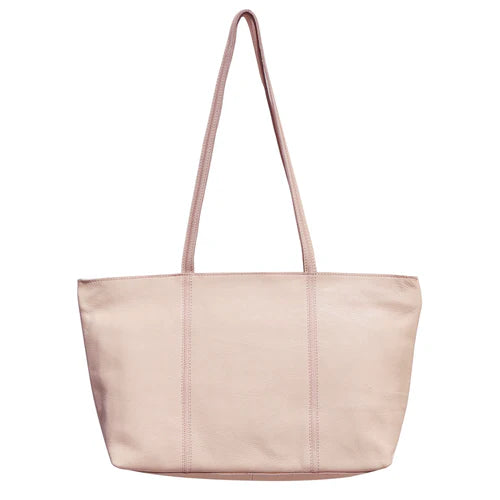 Handmade Genuine Leather Tote Bag Inside pink