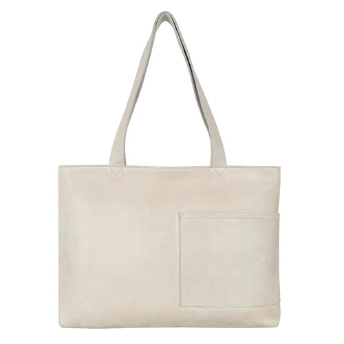 Handmade Genuine Leather Tote Bag white