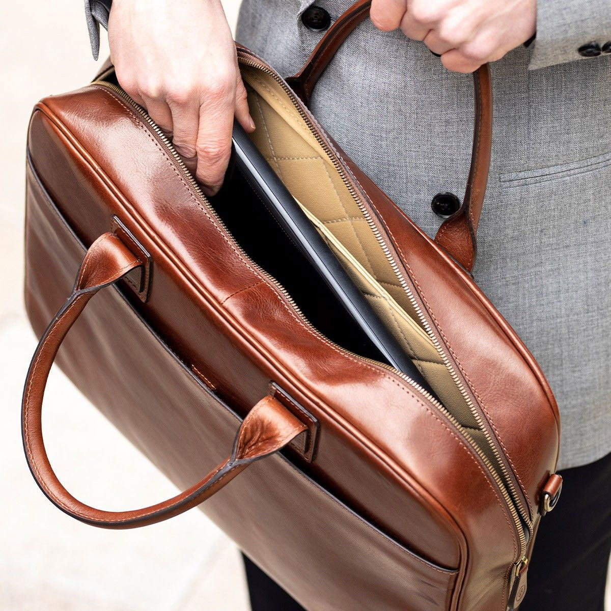 Handmade Large Genuine Leather 17" Laptop Bag