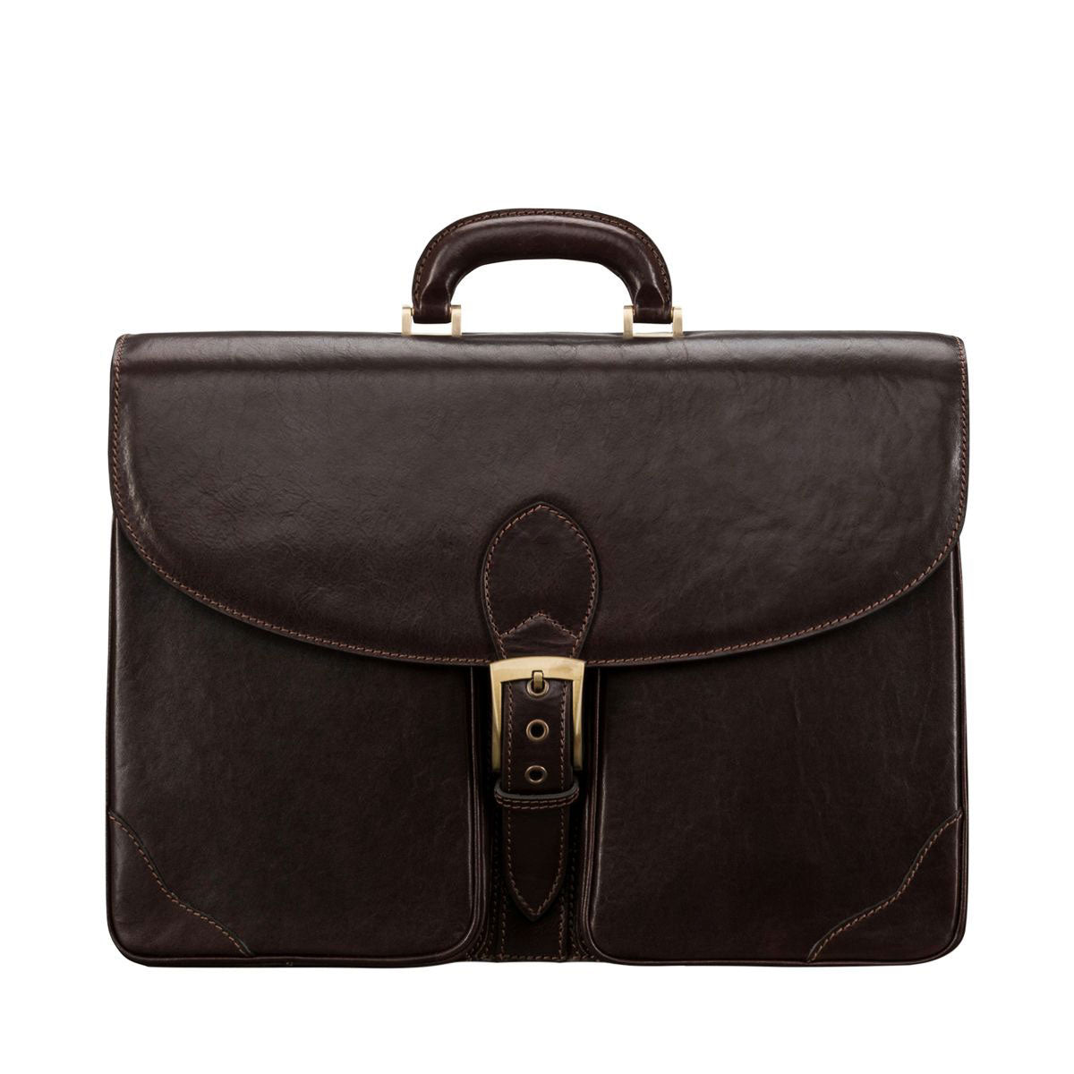 Handmade Large Men's Genuine Leather Briefcase brown