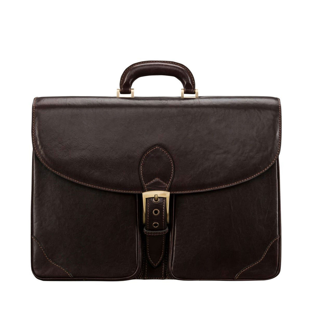 Handmade Large Men's Genuine Leather Briefcase brown