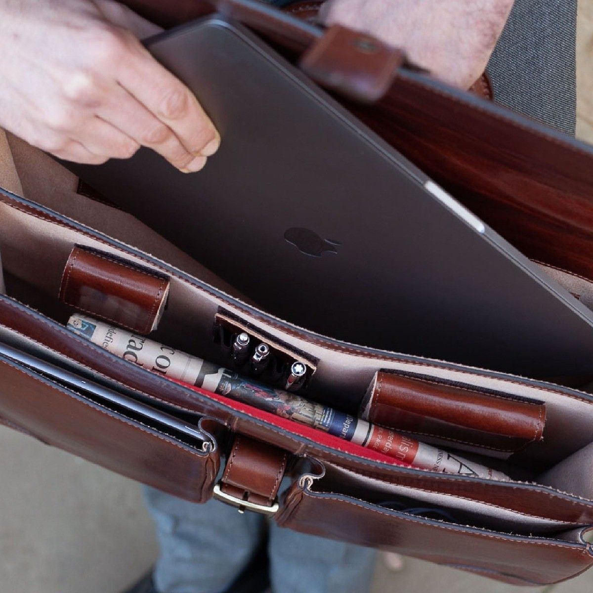 Handmade Large Men's Genuine Leather Briefcase