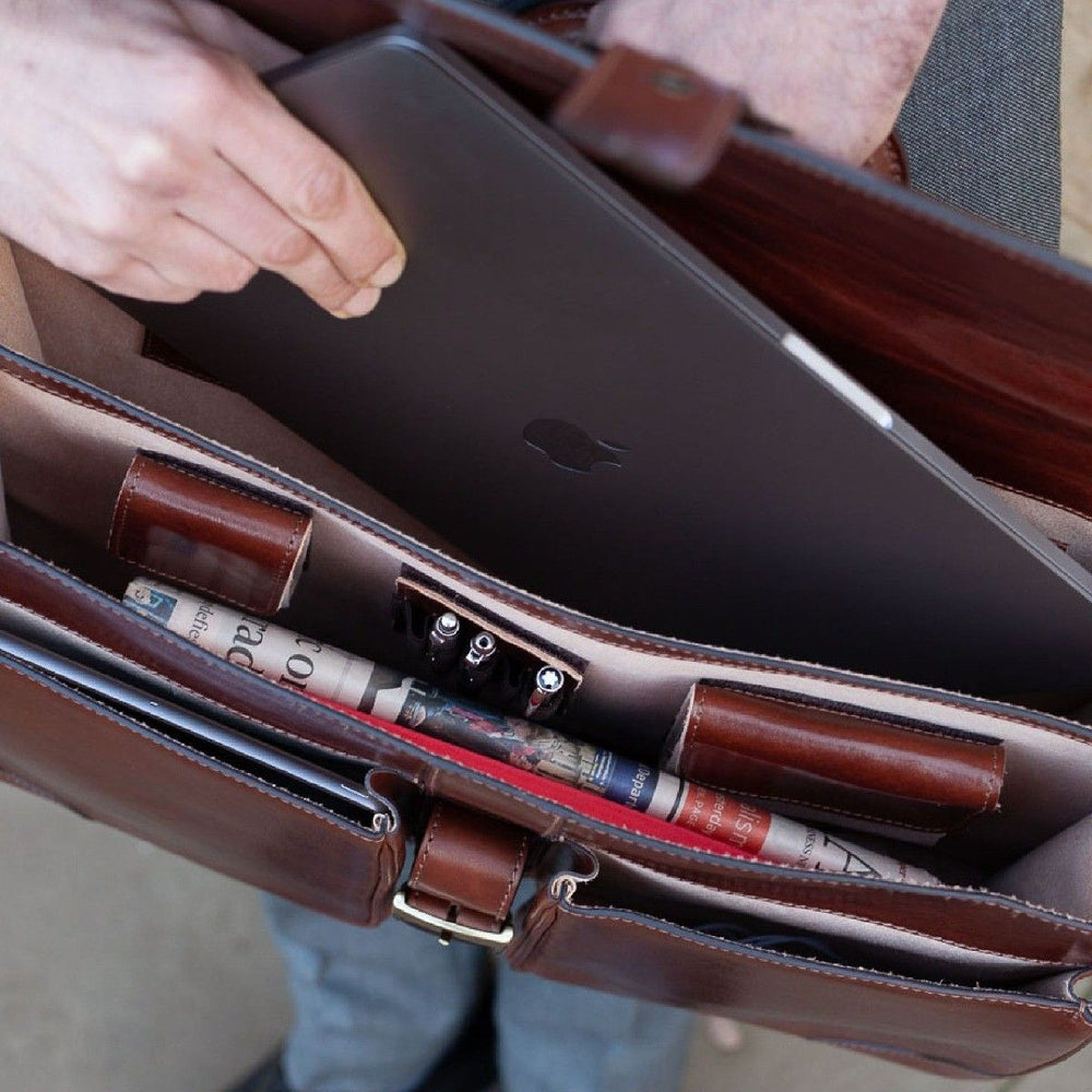 Handmade Large Men's Genuine Leather Briefcase