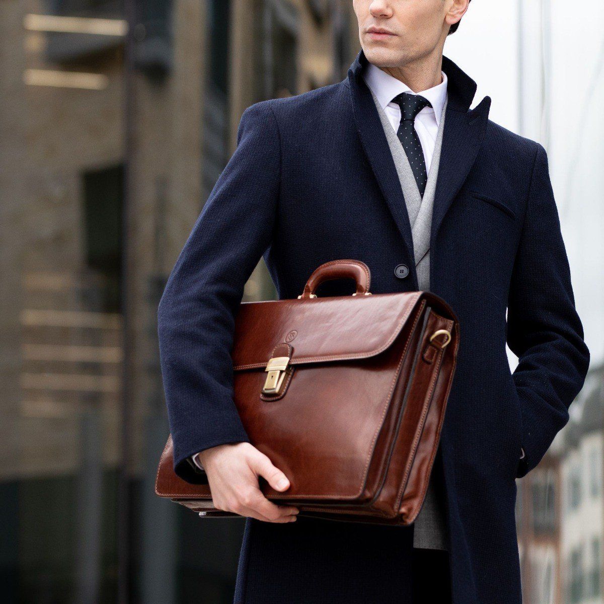 Handmade Genuine Leather 17" Laptop Briefcase