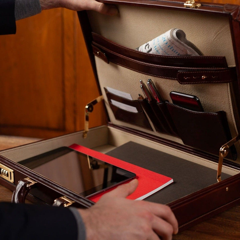 The Vault Handmade Slim Genuine Leather Attaché Case
