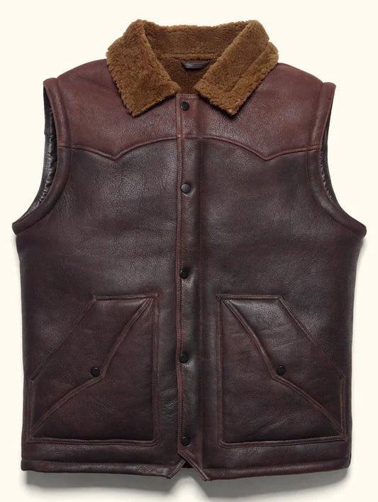Men’s Shearling Leather Vest – Turkish Sheepskin Western Vest