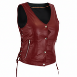 Women's Genuine Leather Motorcycle Vest