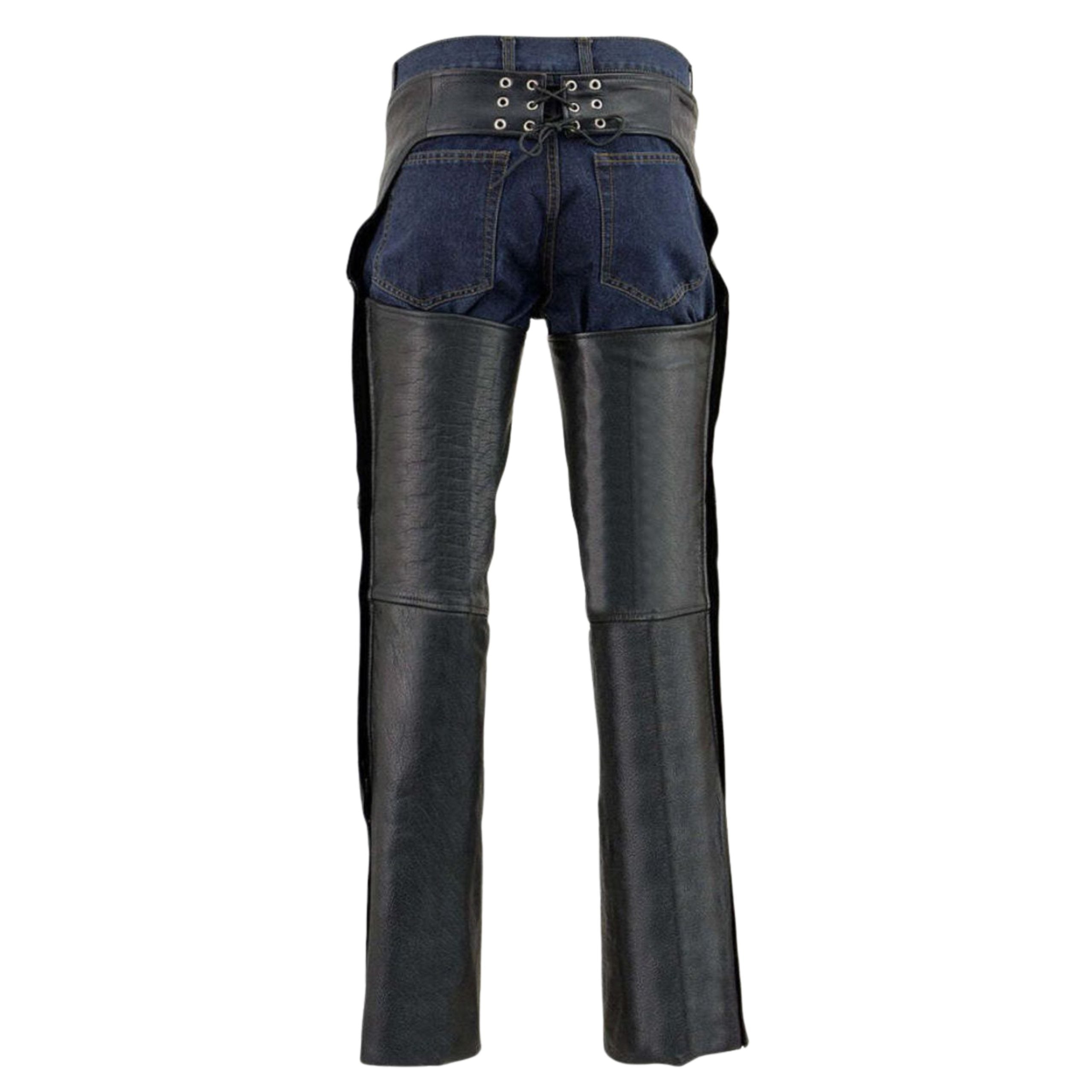 Adventurer Men's Black Leather Motorcycle Chaps