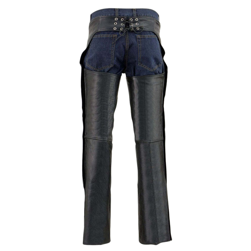 Adventurer Men's Black Leather Motorcycle Chaps