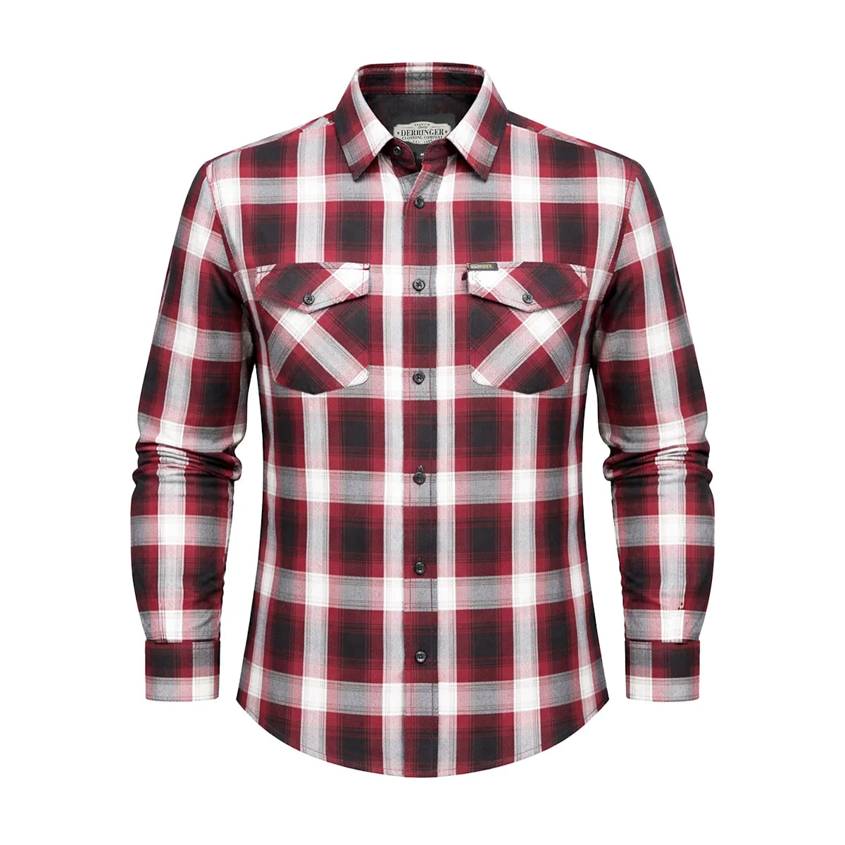 Men's Black & Orange Long Sleeve Cotton Flannel Shirt