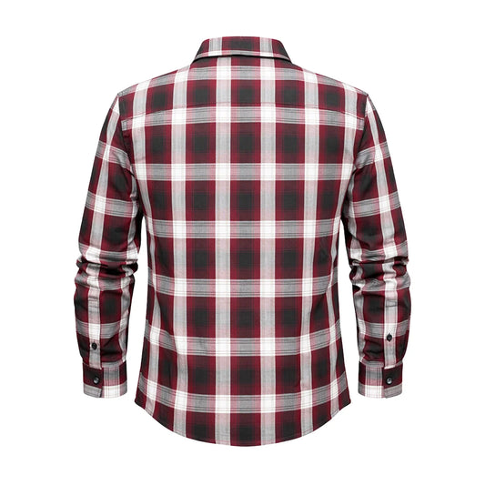 Men's Black & Orange Long Sleeve Cotton Flannel Shirt