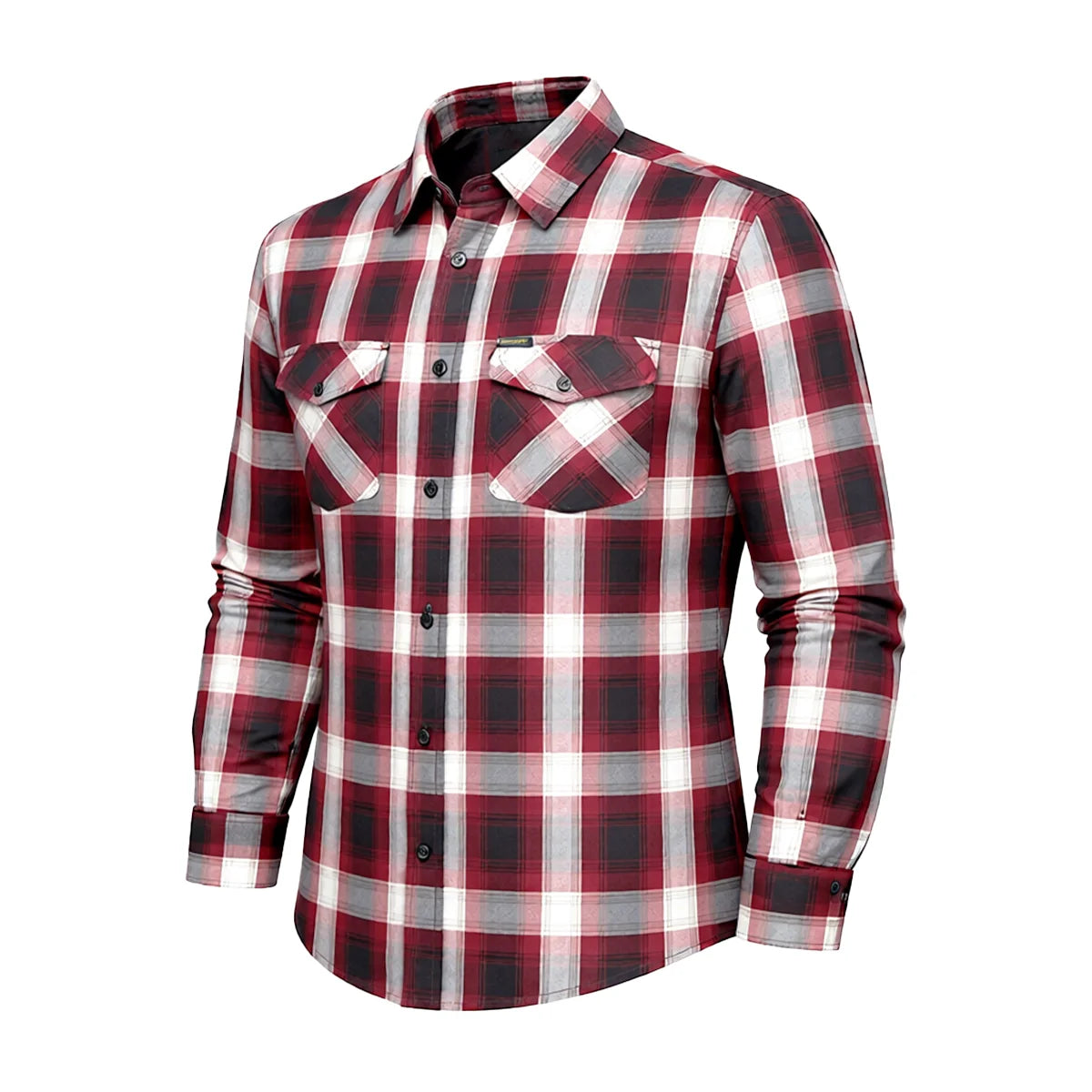 Men's Black & Orange Long Sleeve Cotton Flannel Shirt