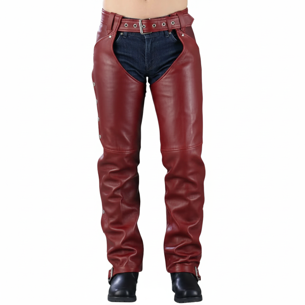 Nomad Nebula Men's Black Leather Biker Chaps