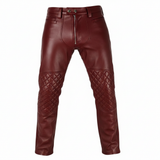 Men's Black Biker Style Leather Chaps with Quilted Padding