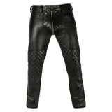 Men's Black Biker Style Leather Chaps with Quilted Padding