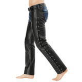 Dean Men's Black Genuine Leather Motorcycle Chaps
