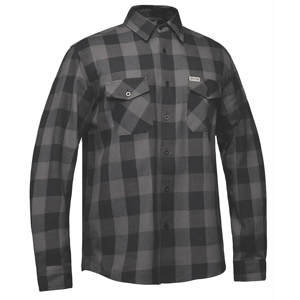 Men's Black & Grey Long Sleeve Cotton Flannel Shirt
