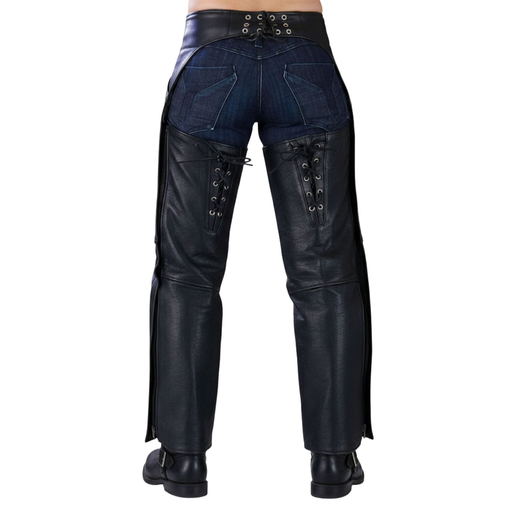 Nomad Nebula Men's Black Leather Biker Chaps