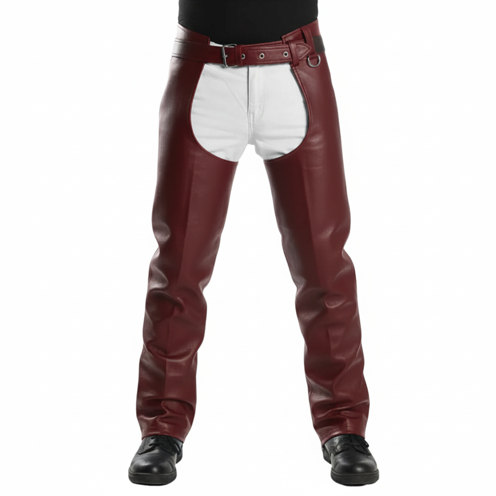 Rraiden Men's Black Leather Motorcycle Chaps