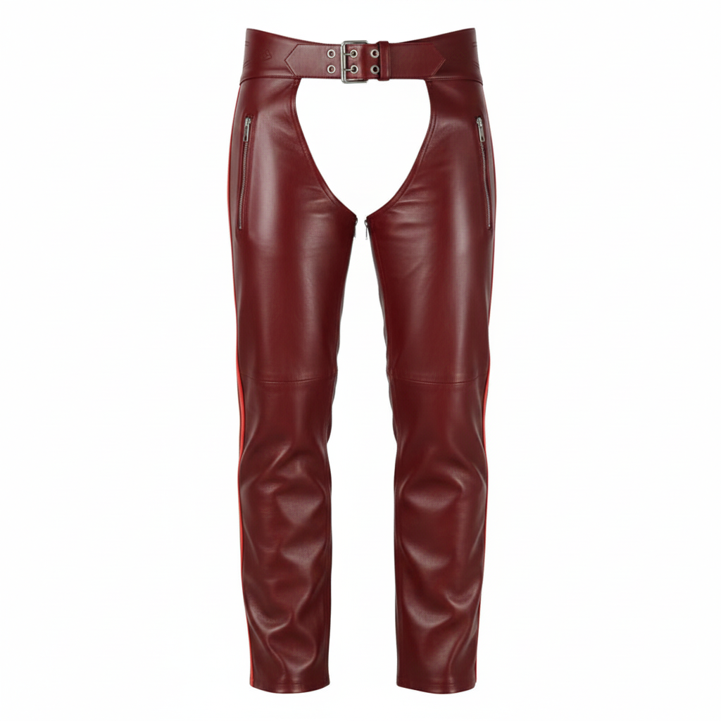 Midnight Men's Black Leather Motorcycle Chaps