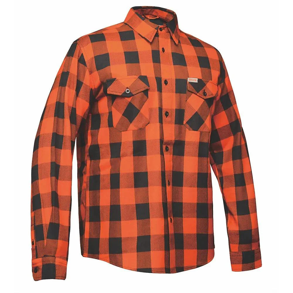 Men's Black & Orange Long Sleeve Cotton Flannel Shirt