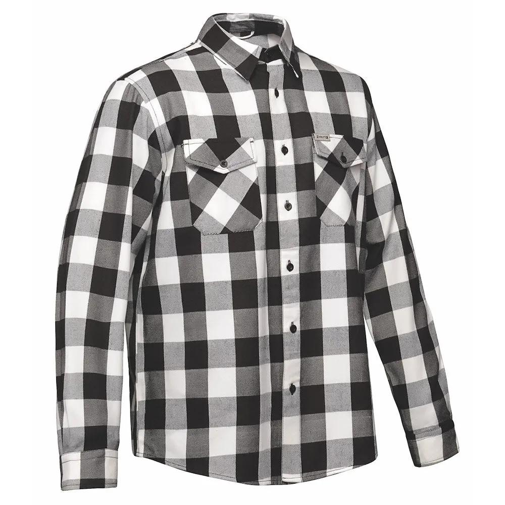 Men's Black & White Long Sleeve Cotton Flannel Shirt