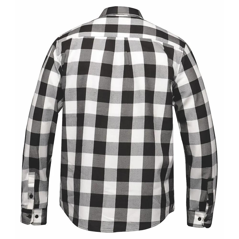 Men's Black & White Long Sleeve Cotton Flannel Shirt