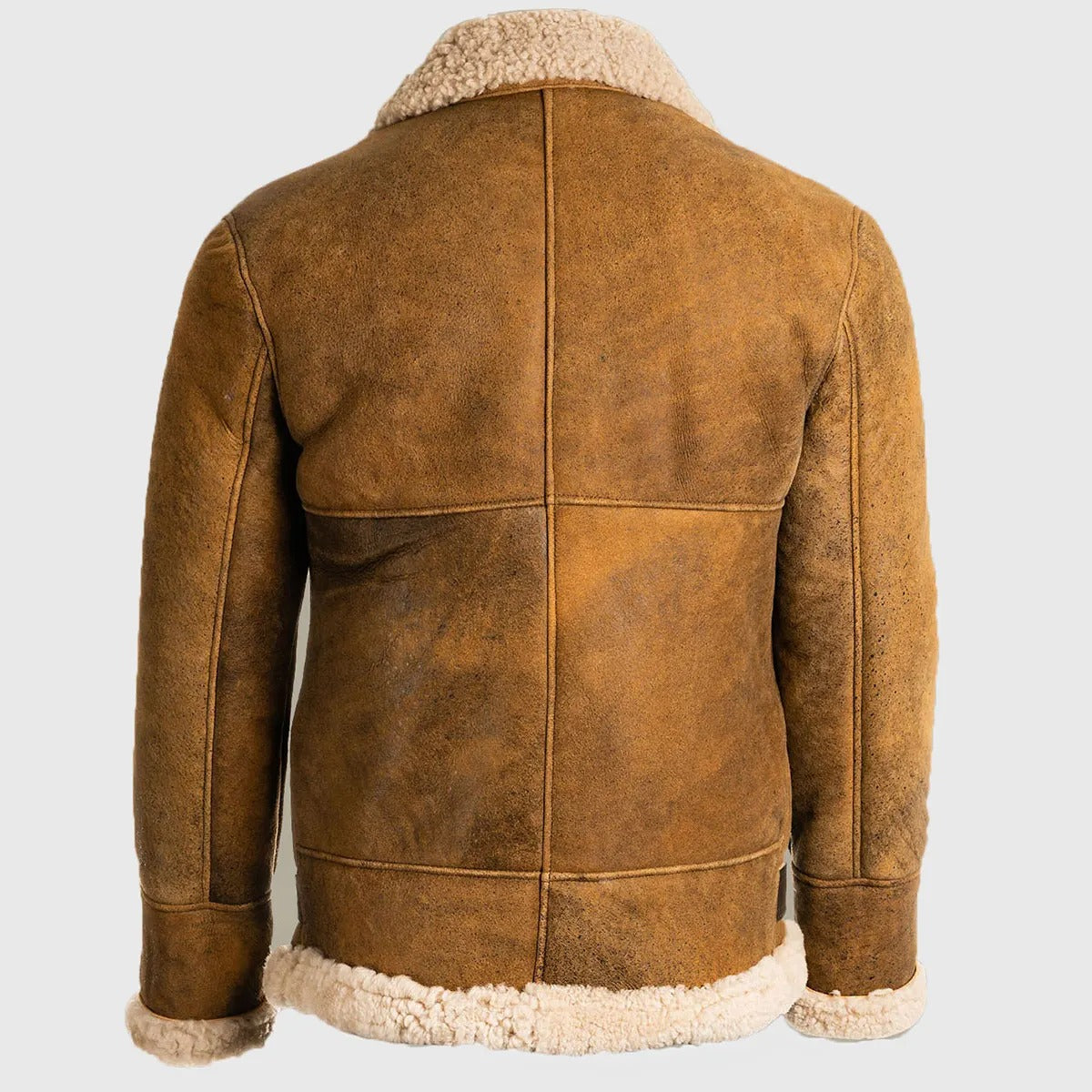 Men's Brown Leather Fur-Lined Bomber Jacket – Premium Edition
