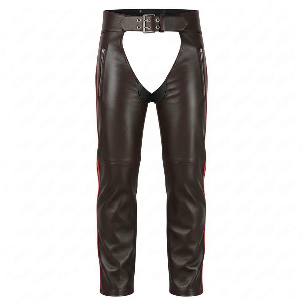 Midnight Men's Black Leather Motorcycle Chaps