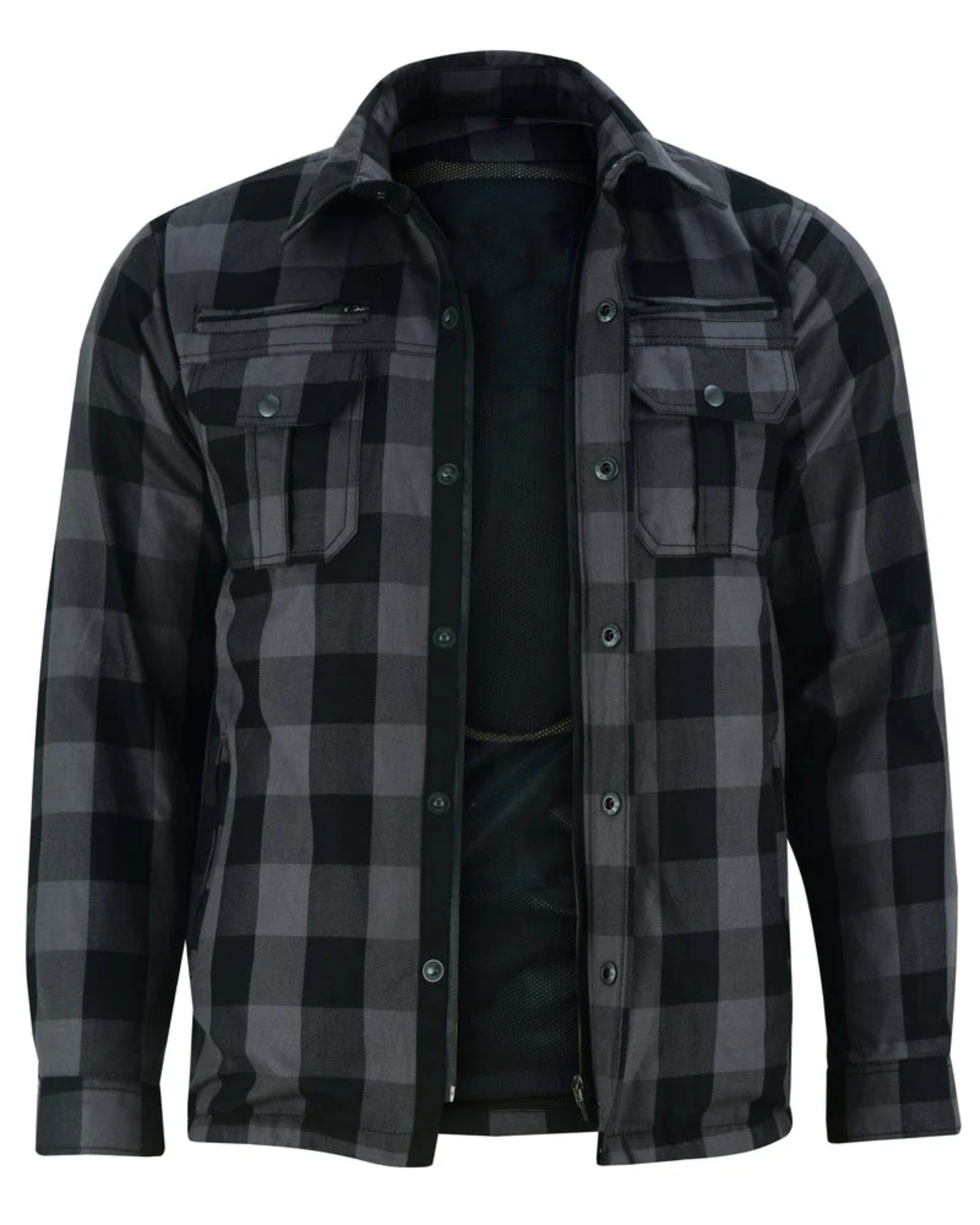 Men's Long Sleeve Motorcycle Flannel Shirt