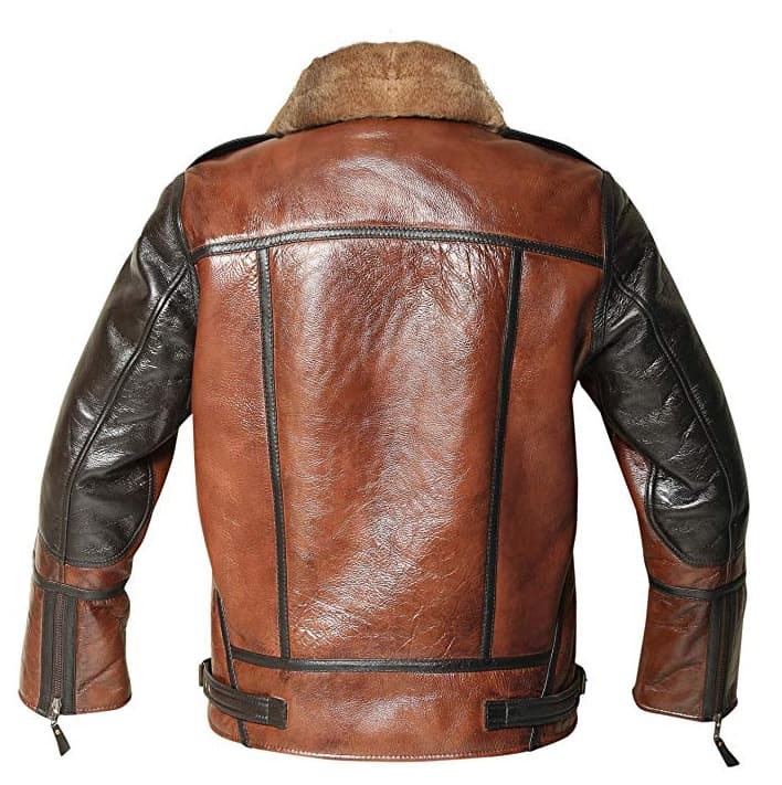 Mens Aviator Brown Shearling Leather Jacket