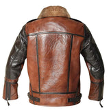Mens Aviator Brown Shearling Leather Jacket