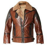 Mens Aviator Brown Shearling Leather Jacket