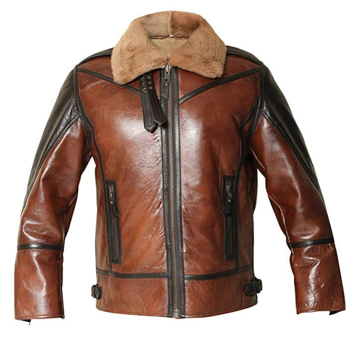 Mens Aviator Brown Shearling Leather Jacket