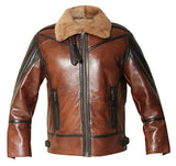 Mens Aviator Brown Shearling Leather Jacket