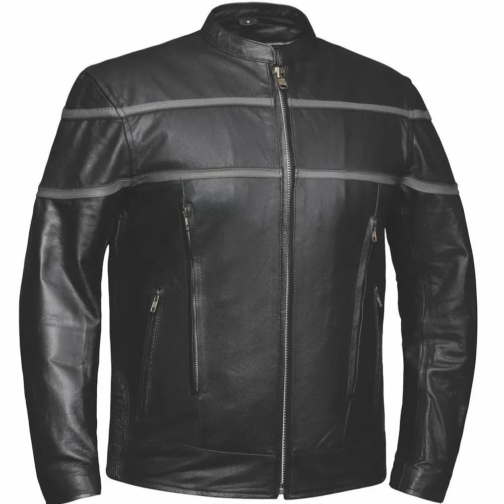 Viper Men's Premium Genuine Leather Biker Jacket
